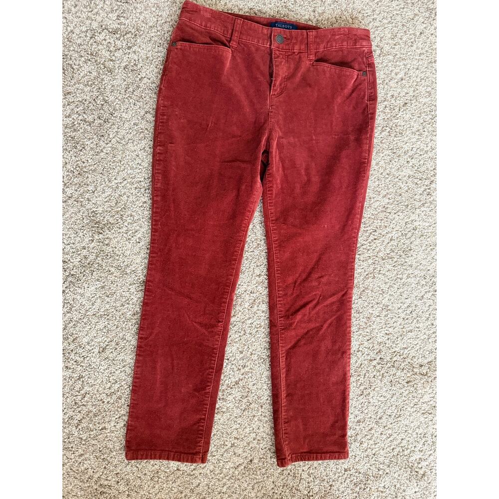Talbots Cotton Blend Corduory Rust colored pants euc strait leg 10p